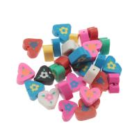 Perles bijoux Fimo , argile de polymère, coeur, DIY, couleurs mélangées, 8*9*3mm, Vendu par PC