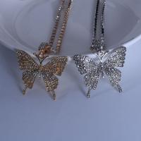 Rhinestone Zinc Alloy Necklace, Butterfly, plated, fashion jewelry & with rhinestone Approx 41 cm 