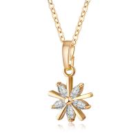 Brass Cubic Zirconia Necklace, with Cubic Zirconia, plated, fashion jewelry, golden 