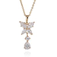 Brass Cubic Zirconia Necklace, with Cubic Zirconia, plated, fashion jewelry, white 