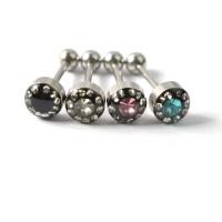 Stainless Steel Tongue Ring, with Rhinestone, fashion jewelry & Unisex 
