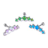 Stainless Steel Ear Piercing Jewelry, with Opal & Cubic Zirconia, fashion jewelry & Unisex 