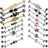 Stainless Steel Ear Piercing Jewelry, with Cubic Zirconia, fashion jewelry & Unisex 