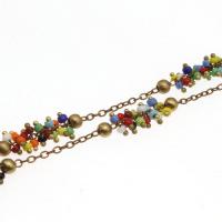 Brass Ball Chain, with Glass Beads, plated & DIY, metallic color plated, 7*2mm 