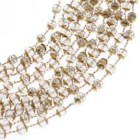 Brass Beading Chains, with Crystal, plated & DIY, metallic color plated, 5*6mm 