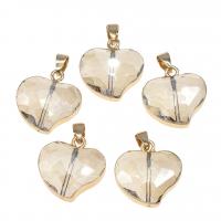 Crystal Brass Pendants, with Brass, Heart, plated, DIY & faceted, Crystal Clear, 23*22*10mm Approx 1mm 
