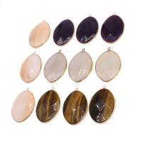 Gemstone Brass Pendants, Agate, with Brass, Flat Oval, plated, DIY & faceted 54*37*10mm Approx 1mm 