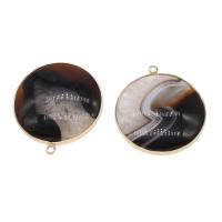 Agate Brass Pendants, with Brass, Round, plated, DIY, mixed colors, 39*35*7mm Approx 1mm 