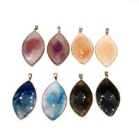 Agate Brass Pendants, with Brass, Leaf, plated, DIY & faceted 59*32*11mm Approx 3mm 