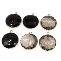 Crystal Brass Pendants, with Brass, Round, plated & DIY & faceted 35*30*11mm Approx 1mm 