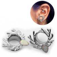Fashion Piercing Tunnel, Stainless Steel, Antlers, Unisex 