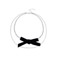 Fashion Choker Necklace, Brass, fashion jewelry & for woman & with rhinestone, 30 cm +5 cm 