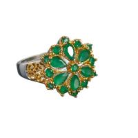 Cubic Zircon Brass Finger Ring, with Cubic Zirconia, gold color plated & for woman, green 