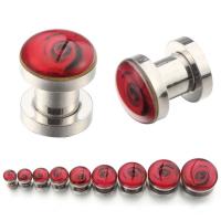 Stainless Steel Piercing Tunnel, fashion jewelry & Unisex red 