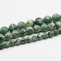 Grüner Tupfen Stein Perlen, grüner Punkt Stein, rund, poliert, DIY & verschiedene Größen vorhanden, Länge:ca. 15 ZollInch, verkauft von Strang