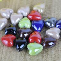 Perlmuttartige Porzellan Perlen, Herz, DIY & verschiedene Größen vorhanden, keine, 13x12x8mm, Bohrung:ca. 1.8mm, verkauft von PC