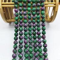 Rubin in Zoisit Perle, Rubin Zoisit, rund, poliert, DIY & verschiedene Größen vorhanden, grün, verkauft von Strang