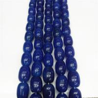 Natürliche blaue Achat Perlen, Blauer Achat, Trommel, poliert, DIY, dunkelrot, 13x18mm, ca. 22PCs/Strang, verkauft von Strang