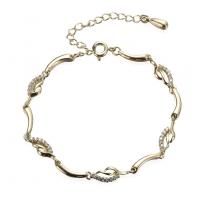 Brass Anklet, plated, micro pave cubic zirconia & for woman .88 Inch 