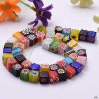 Millefiori Glass Beads, Millefiori Lampwork, Cube, DIY mixed colors 