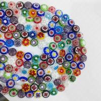 Millefiori Slice Lampwork Beads, Millefiori Lampwork, Flat Round, DIY multi-colored 