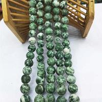Perles en pierres aux taches vertes, Pierre de tache vert, Rond, poli, DIY & normes différentes pour le choix, vert, Vendu par brin