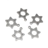 Stainless Steel Pendants, Hexagram, plated, DIY, silver color, 15*11*1mm 