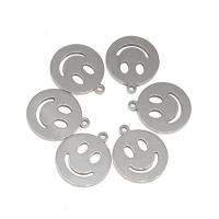 Stainless Steel Pendants, Round, plated, DIY, silver color, 14*12*1mm 