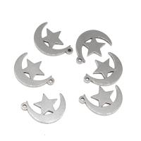 Stainless Steel Pendants, Moon, plated, DIY, silver color, 13*10*1mm 