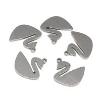 Stainless Steel Pendants, Swan, plated, DIY, silver color, 13*1*1mm 