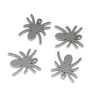 Stainless Steel Pendants, Spider, plated, DIY, silver color, 13*11*1mm 