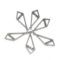 Stainless Steel Pendants, Rhombus, plated, DIY, silver color, 18*6*1mm 