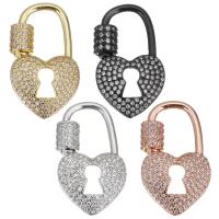 Fashion Carabiner Key Ring, Brass, Lock, plated, fashion jewelry & DIY & with cubic zirconia 