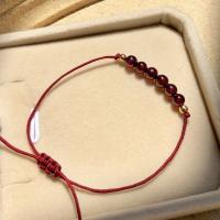 Natural Garnet Bracelet, knit, fashion jewelry & for woman, red, 4mm 