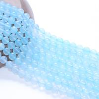 Natürliche blaue Achat Perlen, rund, poliert, DIY & verschiedene Größen vorhanden, hellblau, Länge:38 cm, verkauft von Strang