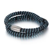 Men Bracelet, Stainless Steel, with Faux Leather, plated, Double Layer & for man 