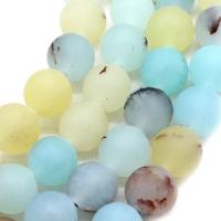 Perles amazonite, Rond, DIY & normes différentes pour le choix & givré, bleu, Vendu par brin