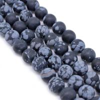 Snowflake Obsidian Bead, Round, DIY & frosted, dark blue 