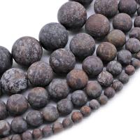 Schneeflocke Obsidian Perlen, rund, DIY & verschiedene Größen vorhanden & satiniert, Kaffeefarbe, verkauft von Strang