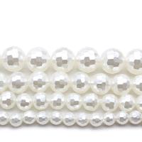 Abalorios de Nácar Blanca Natural, Shell Pearl, Esférico, Bricolaje & diverso tamaño para la opción, Blanco, Vendido por Sarta[