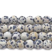 Dalmatian Beads, Round, DIY & matte & frosted, white and black 
