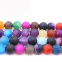 Natural Rainbow Agate Beads, Round, DIY & matte & frosted, multi-colored 