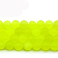 Jade Olive, Rond, DIY & mat & givré, vert fluorescent, 8mm Vendu par brin