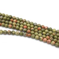 Unakite Beads, Round, polished, DIY green cm 