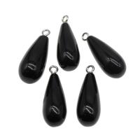 Black Stone Pendants, Teardrop, polished, DIY, black, 30*10*30mm Approx 2mm 