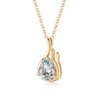 Brass Cubic Zirconia Necklace, gold color plated, micro pave cubic zirconia & for woman Inch 