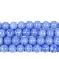 Perle Agate bleue naturelle, Rond, DIY, bleu [about 45 pieces], Vendu par brin