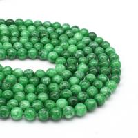 Grüner Tupfen Stein Perlen, grüner Punkt Stein, rund, poliert, DIY & verschiedene Größen vorhanden, grün, Länge:38 cm, verkauft von Strang