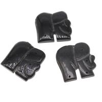 Black Agate Pendants, Elephant, polished, DIY, black, 24*4mm 