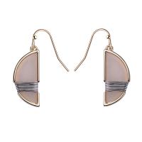 Zinc Alloy Drop Earring, with Natural Stone & brass wire, gold color plated, for woman, pink, 32mm 